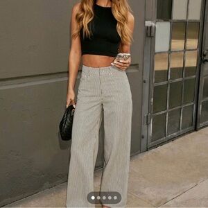 Vici Black and White Striped Wide-Leg Pants